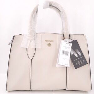 Nine West Grady Satchel Zip Top Small Milk Handbag Bag Removable Strap Gold